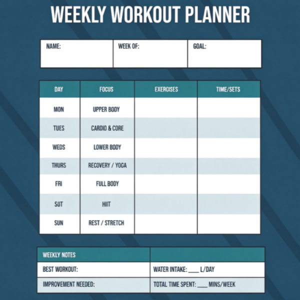 Weekly Workout Planner Template
