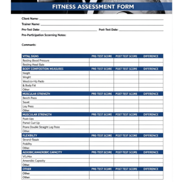 Personal Fitness Assessment Worksheet