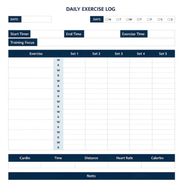 Daily Training Log Sheet