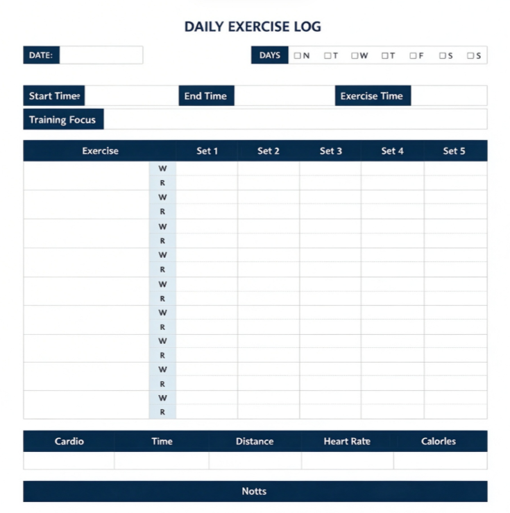 Daily Training Log Sheet