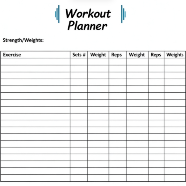 Strength Training Planner Template